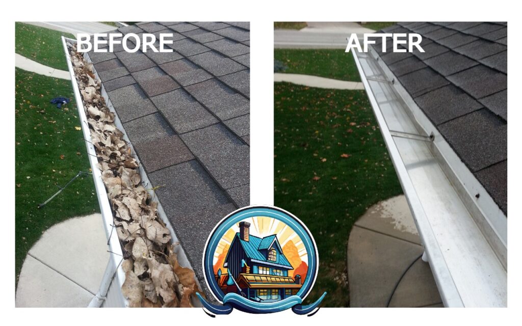 Clean gutters before and after